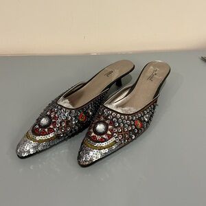 Anne Michelle Multicolor Embellished Mules